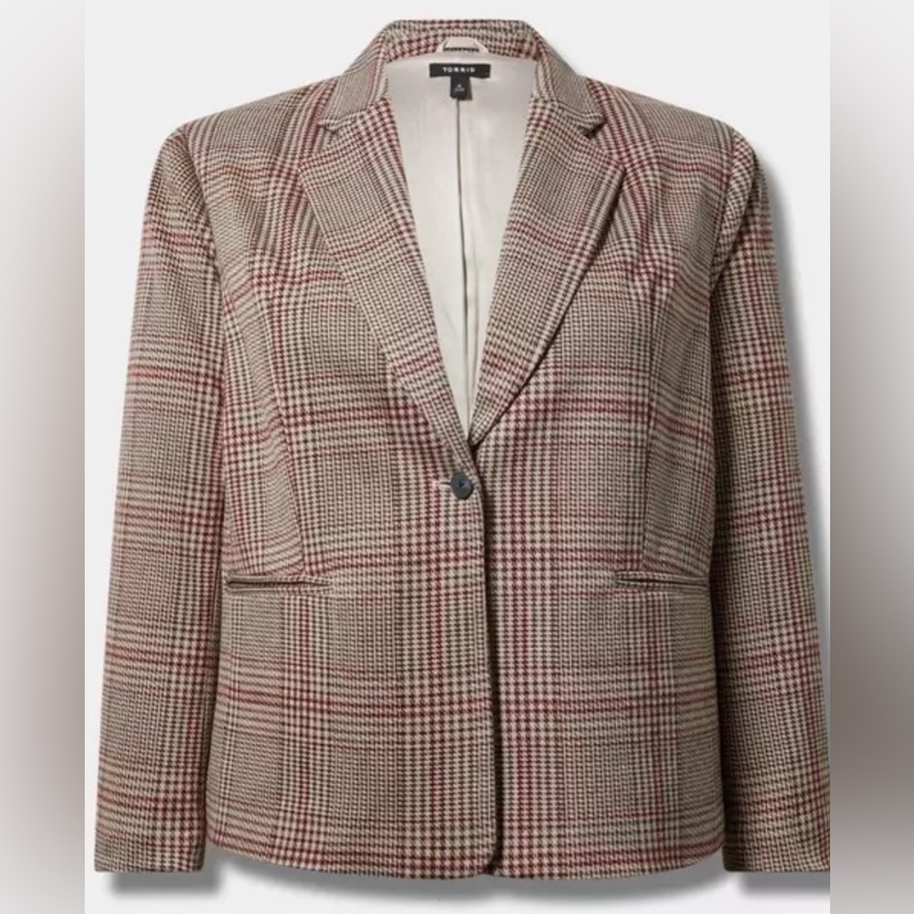 Torrid Brown and Red Plaid Blazer